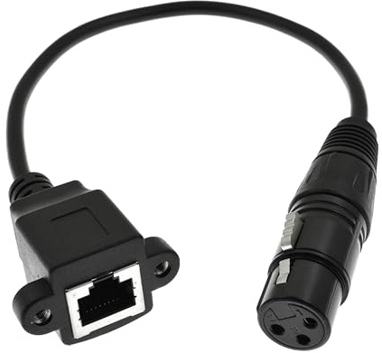 YiKaiEn XLR 3-Pin Female to RJ45 Female Adapter Cable - XLR Male to RJ45 Ethernet Connector, CAT5 Extension for DMX-CON Controller Series 1.1Ft