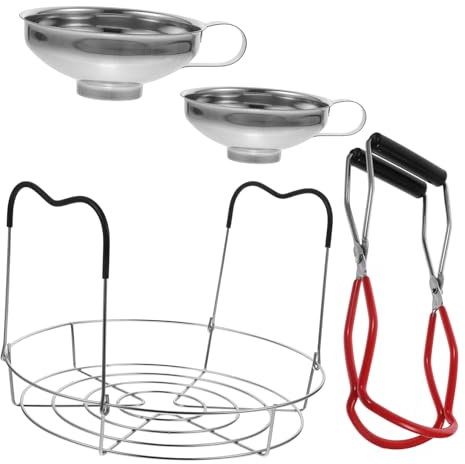 DECHOUS 1 Set Can Lifter Set Jam Jar Funnel Canning Wrench Canning Jar Rack Canning Tongs Canning Supplies Mason Jar Tongs Dish Gripper Kits Canning Kit Multipurpose Clamp Stainless Steel
