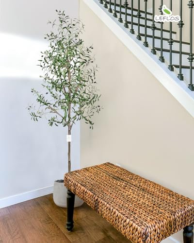 Leflos 210cm künstliche Olivenbaum, nur für den Innenbereich mit lebendigem Stamm, verstellbarem Zweig und prallen Oliven, deko für Büro, Laden, Wohnung und Party