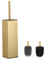 BGL Toilet Brush and Holder, Silicone Toilet Brush Holder, 2 Brush Heads, Aluminium Square Toilet Brush for Bathroom Cleaning, Toilet Brushes (Gold)