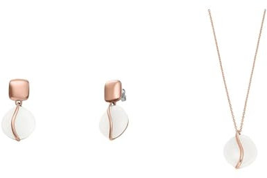 Skagen Damenohrringe und -kette Sofie Sea Glass, Roségold Edelstahl, Set