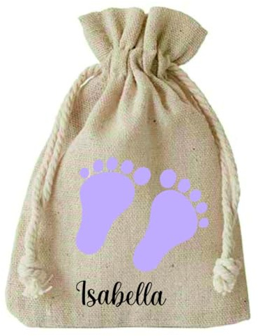 minimutz Geschenkbeutel zur Geburt Taufe - Personalisiert mit Name - Geschenksäckchen Baumwolle - 20x12 cm