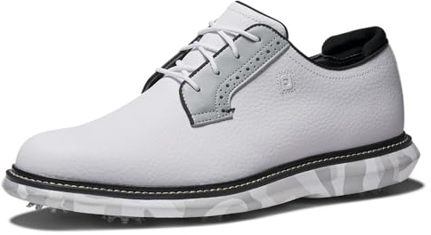 Footjoy Men's Traditions Blucher Golf Shoe, White/Grey Camo, 11 UK