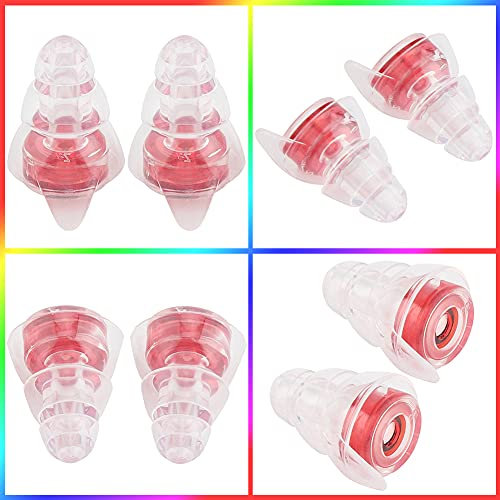 Transparente High-Fidelity-Ohrstöpsel Zur Geräuschreduzierung für Konzert-Schlagzeuger-Partys, Angenehm zu Tragen, Gute Abdichtungsfähigkeit (Rot)