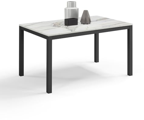 REDÒKASA Tavolo da pranzo allungabile 110x70 modello GIOTTO MADE IN ITALY con allunga laterale 40 cm per sala da pranzo, cucina e soggiorno, design moderno (Marmo di Carrara)