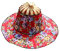COSSIKA Chapeau d'éventail Pliable en Bambou, Chapeau de Soleil pour Femmes, Chapeau de Soleil avec Cadre en Bambou Pliable 2 en 1 de Style Chinois, imprimé Floral