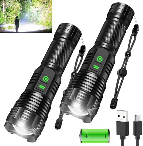 northlet Rechargeable Flashlights High Lumens, 100000 Lumen Super Bright Led Flashlight High Power Waterproof Dual Button/Dual Interface with 5 Modes Flashlight Suitable for Various Scenarios