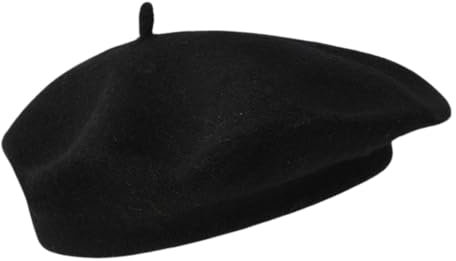 HIOQFR Klassische Baskenmütze Barett Mode Schwarz Baskenmütze Damen Wolle Französische Mütze French Beret Franzosen Mütze Barrett Frauen Künstler Maler Hut Französischer Hut Moderne für Sommer Winter