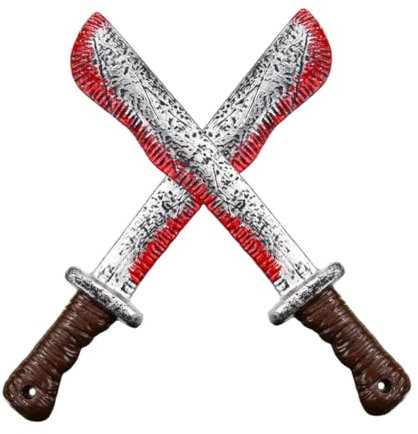 Cndiyald Halloween Bloody Machete Toy Bleeding Cuttergag Toy per Halloween Haunted House Cosplay Horror Party Forniture 2 Pezzi all Saints Day Decor