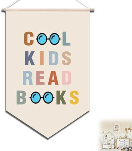 Coole Kinder lesen Bücher leseecke kinderzimmer schmücken, frisches Design Kinderzimmerdekor Bibliotheksdekor leseecke, geeignet zum Dekorieren Leseecke Cool Kids Books Hanging Banner