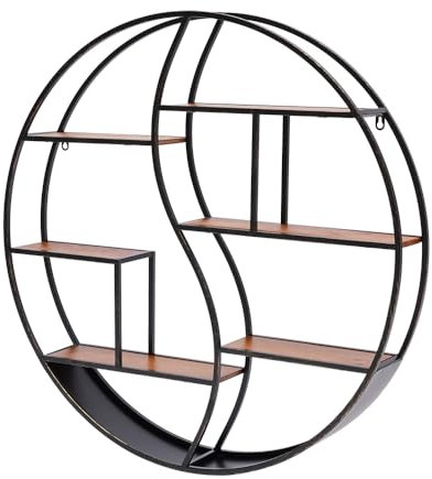 Estantería de pared vintage industrial de metal para montaje en pared, barra de ganchillo, redonda, nueva estantería flotante, moderna para salón, cocina o dormitorio, decoración perfecta y