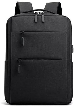 Genérico Mochila de oficina y negocios para portátil con puerto de carga USB, impermeable, ligera, para hombres y mujeres (NEGRA)