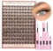 Goddvenus Cluster Lashes Kit Wispy Individual Eyelashes Kit Brown Lash Clusters Natural Eyelash Clusters Kit C Curl Lashes Individual Cluster DIY Fluffy Eyelash Extension Kit (144pcs C Curl)