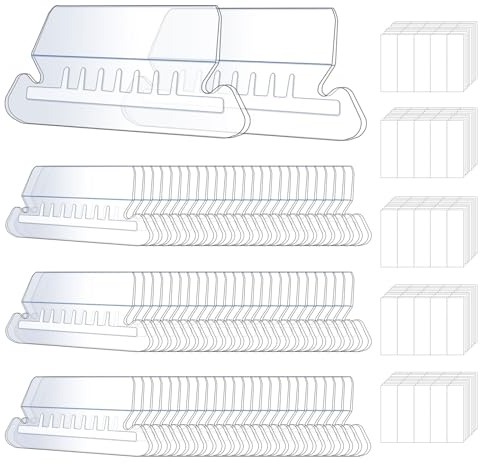 50 Set Hanging File Folder Tabs, Clear Plastic Hanging File Folder Labels | Tabs with Paper Inserts Transparent Labels for Quick Identification