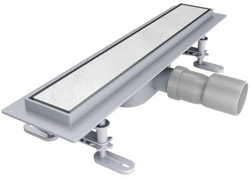 SIRHONA Caniveau de Douche Italienne Acier Inoxydable 40 cm Siphon Sol D'évacuation le Modèle 2 en 1 à Carreler Drain de Douche Rectangulaire Extra Plat Argent