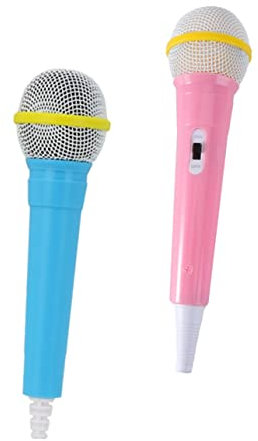 MOLUCKFU Microphone à Haute Simulation Jouet en Plastique pour Garçon Et Filles 2 Pièces, Accessoires De Costume Colorés Rose Et Bleu, Modèle Compact Portable, pour Jeux De Rôle Et Karaoké