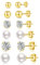 LOUMILEO Set di 6 paia di orecchini a chiodo dorato, ipoallergenici, piccoli chiodi di perla, da donna, mini borchie in zirconia cubica, per donne e uomini, 3-6 mm