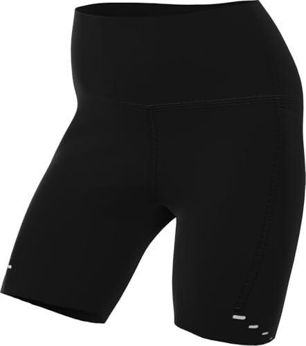 Nike Swift HJ2258-010 Women's Running Shorts with High Waistband and Pockets (Approx. 10 cm), Black/Reflective Silv, 2XL