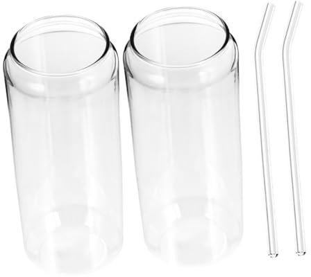 UTHCLO 1satz Praktische Hitzebeständige Glasbecher Mit Strohhalm Teiliges Für Cocktails Kaffee Milch Wasser Für Getränke Aller Art