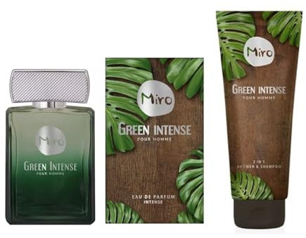 Miro Green Intense Pour Homme Eau de Parfum Spray 75 ml +2 in 1 Shower Shampoo 250 ml