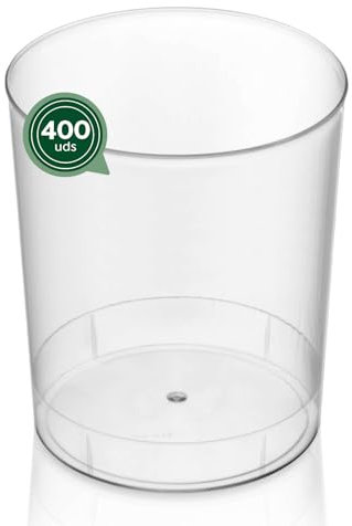 Maxi Products - 400 Vasos Mojito Plástico Reutilizables Transparente - 330 cc - Vasos Reciclables - Fiestas, Eventos y Celebraciones