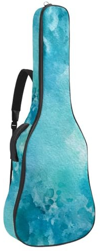 Art Turquoise Watercolor Circle Akustikgitarre Gigbag, 1 cm dicke Polsterung, wasserdichte Gitarrentasche Rucksack mit doppelt verstellbarem Schultergurt für 101,6 - 106,7 cm Gitarre, Multicolor 08