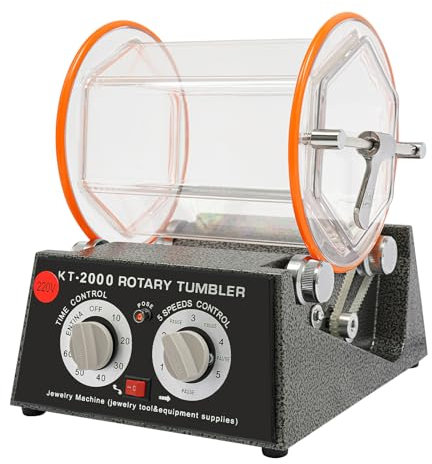Tumbler Polierer Schmuck Poliermaschine Poliertrommel mit Polierperlen 5 Geschwindigkeitssteuerung 500-3000rpm 150W für Gold- und Silberschmuck, Kupfermünzen, Werkstücken