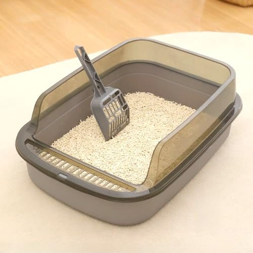 GardenSkill Plastic Cat Litter Tray with High Sides & Scoop | Open Litter Box for Cats & Kittens | Large Anti-Splash Pet Toilet with Removable Guard Panel | Easy to Clean