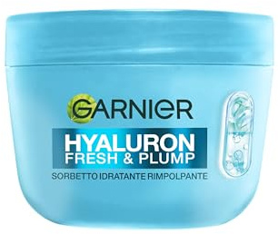 Garnier Hyaluron Fresh and Plump, Crema Sorbetto Idratante Rimpolpante, Texture Fresca e Ultra Leggera, Con Niacinamide e Acido Ialuronico, Formula Vegana, 85 ml