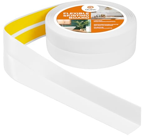 Quest Weichsockelleiste PVC 40x40 mm selbstklebend - Weiß, 15 m | Flexible Knickleiste & Dichtungsband für Wand-Boden-Fugen, ohne Bohren, wasserabweisend, für Bad, Küche & Wohnraum