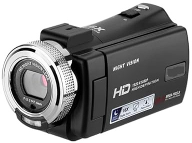 AUBEST Videocamera, Videocamera portatile con registrazione video V12 1080P Full HD 16X con zoom digitale e schermo LCD girevole da 3,0