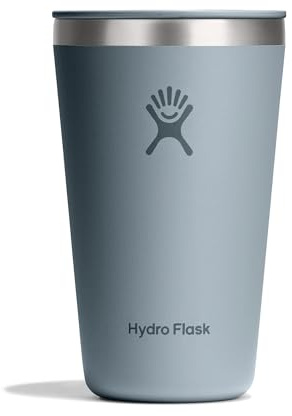 Hydro Flask – All Around Tumbler Press-In Lid 473 ml (16 oz) | Isolierter Edelstahl – Auslauf- & spritzgeschützt, passend für Getränkehalter – Kalt 24 Std., heiß 12 Std. – Shale Gray