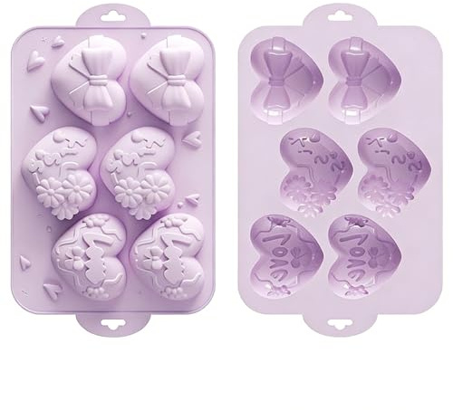 YRIHJIXQ 2Pcs Heart Shaped Silicone Moulds Chocolate Candy Jelly Moulds Cupcake Muffin Cases for Baking DIY Dessert Making