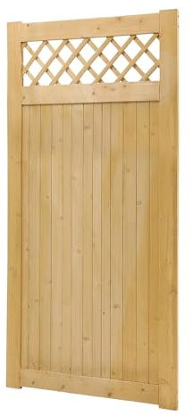 INMOZATA Garden Gate Wooden Pedestrian Gate with Gate Lock and Hinge, 3ft Wide x 6ft High (90cm Wide*180cm High)