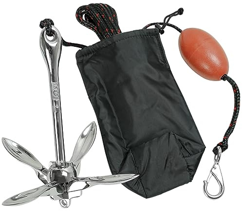 Extreme Max 3006.6702 BoatTector Complete Stainless Steel Grapnel Anchor Kit for Small Boats, Kayaks, PWC, Jet Ski, SUP, etc. - 3.5 lbs.