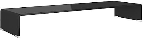vidaXL TV-Tisch/Bildschirmerhöhung Glas Schwarz 100x30x13 cm