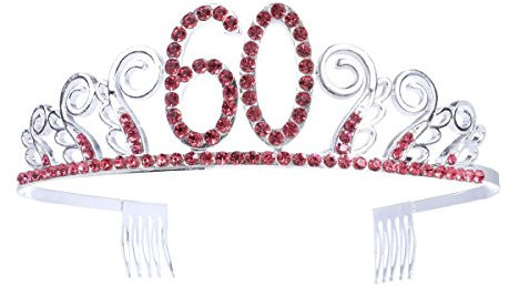 Frcolor 60 Geburtstag Tiara Stirnband Happy 60. Geburtstag Red Crystal Strass