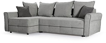 mb-moebel kleines Ecksofa Couch Polsterecke Polstersofa Eckcouch Velours Sofa Grau Christa (Ecksofa Links)