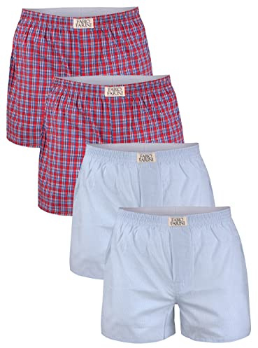 Fabio Farini - 4 er Boxershorts Webboxer Herren Boxer Shorts Unterhose Unterwäsche Baumwolle - 12 S