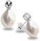 Damen Perlenohrringe mit 12-13 mm Barock Süßwasser Zuchtperlen Weiß mit Zirkonia - SECRET & YOU - Perlenohrstecker 925er Sterling silber