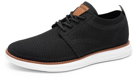 Bruno Marc Men's KnitFlex Breeze Mesh Oxford Sneakers - Breathable Business Casual Shoes Lightweight & Comfortable Walking Shoes for Men, Size 12,Black,GRAND-01