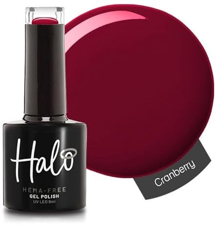 Halo Gel Polish 8ml - Cranberry. UV/LED Gel Nail Polish, Long Lasting & Easy To Apply. Nail Art Colours For Manicure & Pedicure. Gel Polish For Professional & Home Use.