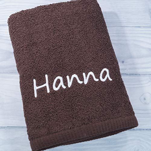 ★ Handtuch mit Namen bestickt ★ Duschtuch ★ Geschenk ★ Badetuch ★ 500 g/m2 ★ (Braun, 70 x 140 cm)