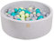 MEOWBABY Piscina de Bolas 90X30cm/200 Bolas ∅ 7Cm Piscina de Bolas Certificada para Niños Hecha en EU Gris Claro: Turquesa/Verde Claro/Gris/Transparente