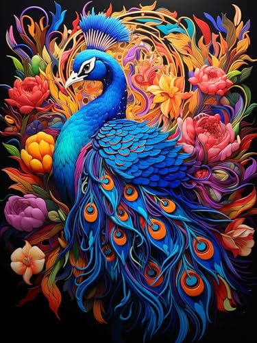 VAIIEYO DIY 5D Diamond Painting Pfau, Diamant Painting Bilder Malerei KitsTier, Malen Nach Zahlen Diamant Home Wand Decor Gemälde Kreuzstich Diamond Dekoration 30x40 cm
