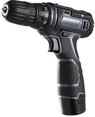 Slabo sistema de atornillado sin cable batería de 12V Li-ION incl. cargador | taladro sin cable con portabrocas de 10mm | con par de apriete máx. 20Nm | 18+1 pasos de par de apriete - negro