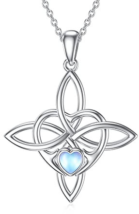 MUUYON Kreuz Keltischer Knoten Mondstein Halskette Silber 925 Mondstein Anhänger Schmuck Geschenke für Frau Mädchen (Mondstein)