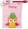 Eule Kinder Waschhandschuh mit Namen bestickt, Rosa Mädchen Baby Kleinkind Waschlappen Waschtuch zum baden, Geschenk zur Geburt Taufe Ostern Nikolaus