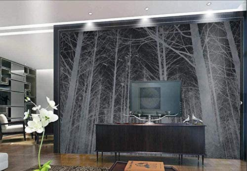 3D Fond Photo Photo Papier Peint Arbre Et Fleurs Noir Et Blanc Forêt Fond Papier Peint 3D Papier Peint Papier Peint 3D Chambre à coucher Salle de séjour Mural murale-200cm×140cm