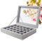 SUPPRUI Earrings Storage Organiser Velvet Jewellery Rings Display Box with Clear Lid Showcase for Home, Shop, Dressing Room (Grey-24Grids)